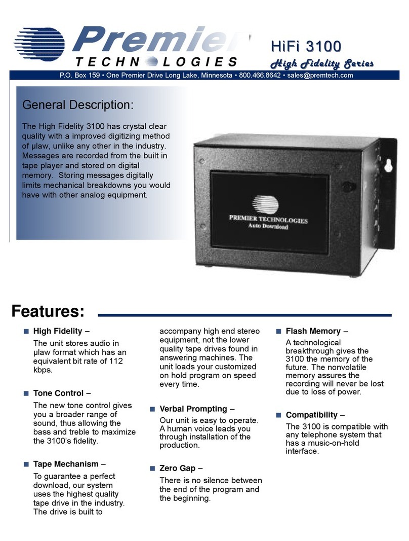 Premier Technology High Fidelity Series Quick start manual