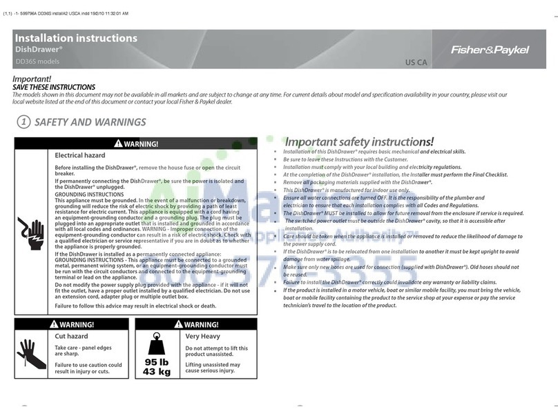 Fisher & Paykel DishDrawer DD36S User manual Fisher & Paykel DishDrawer DD36S User manual