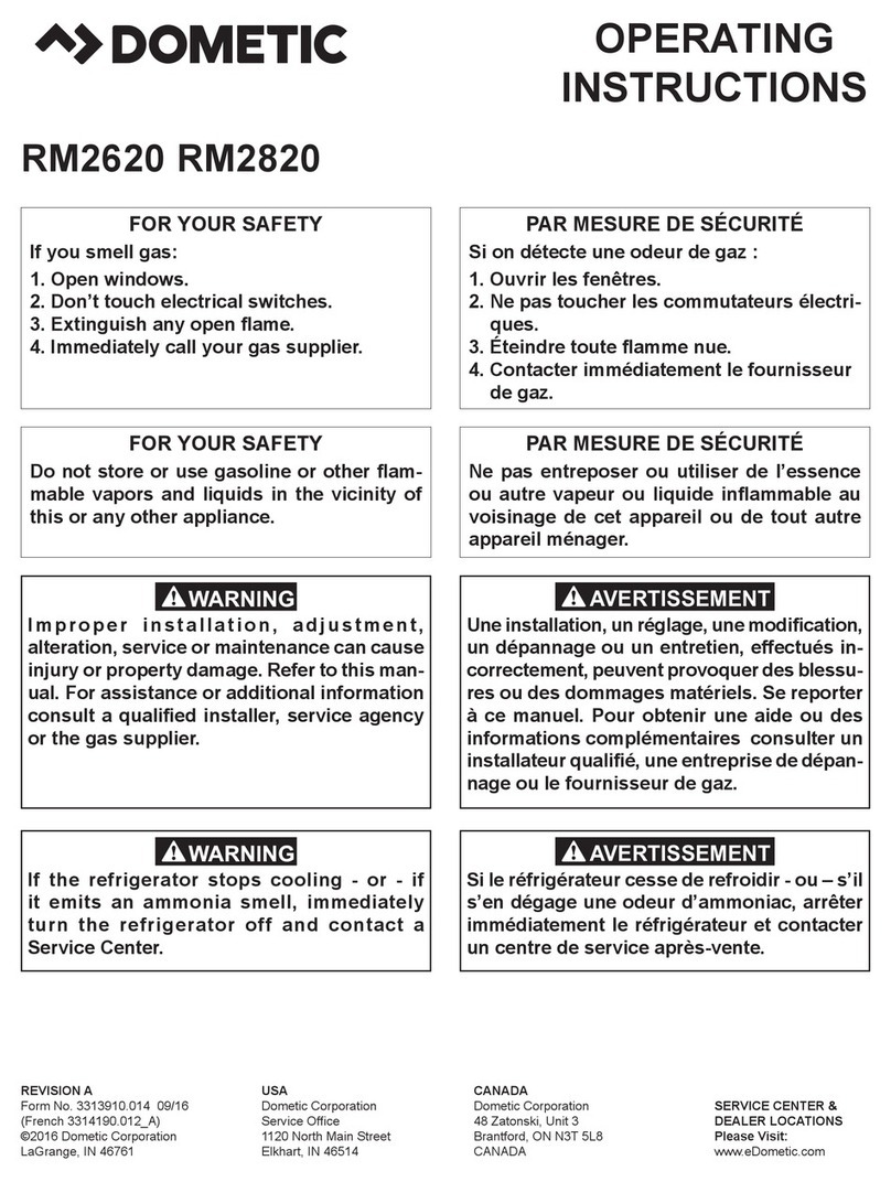 Dometic CLASSIC RM 2620 operating instructions