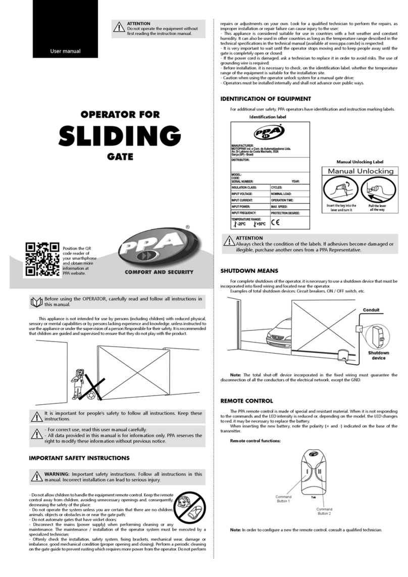 PPA SLIDING user manual