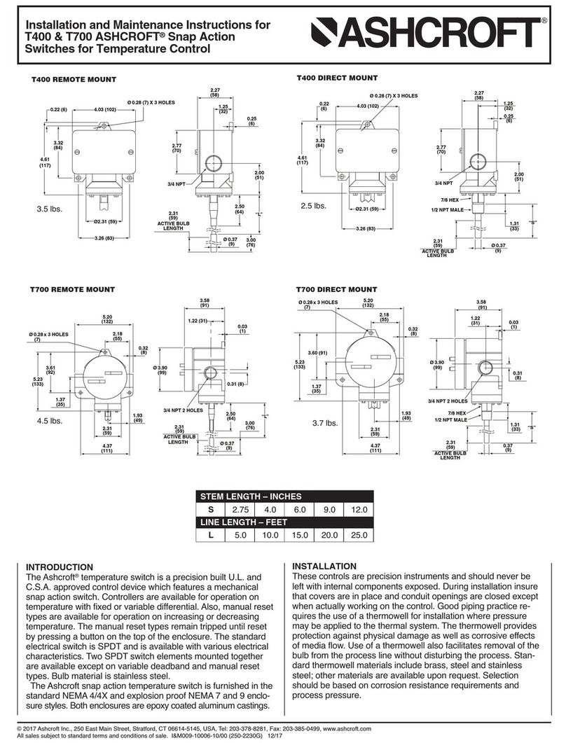 Ashcroft T400 Series Installation and maintenance instructions