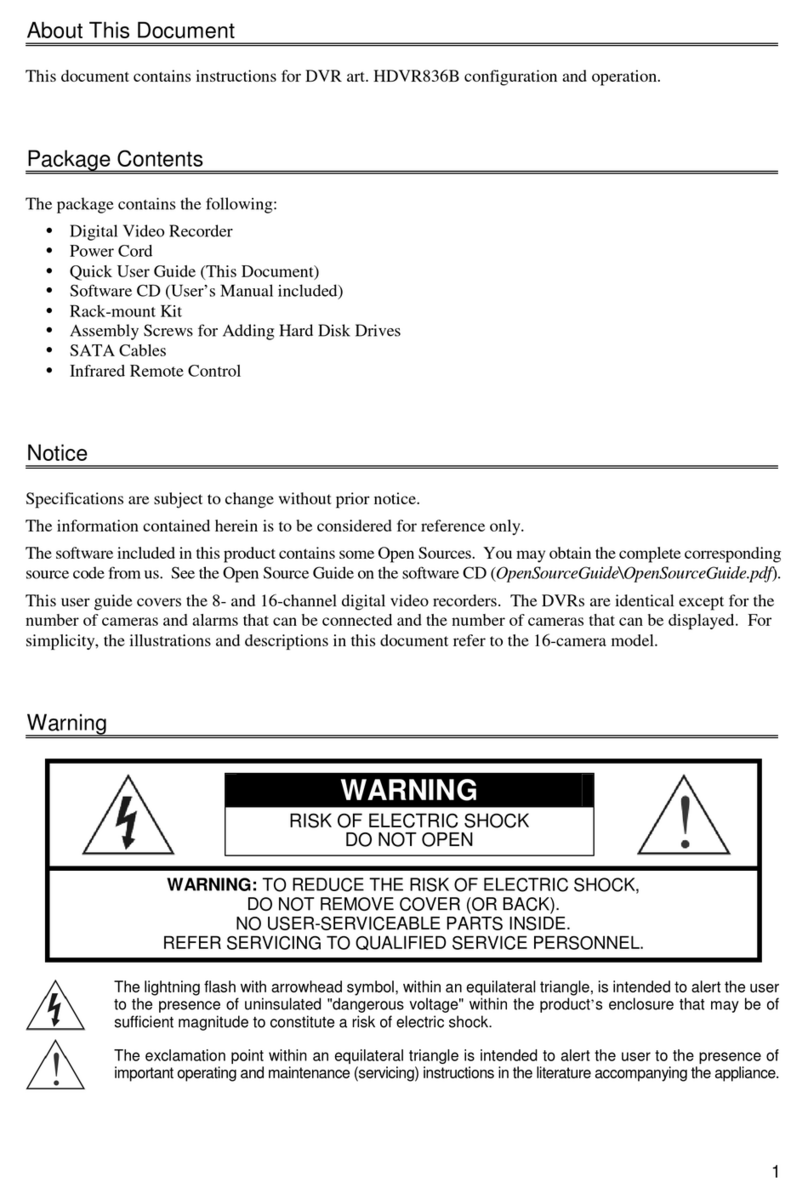 Comelit HDVR836B User manual