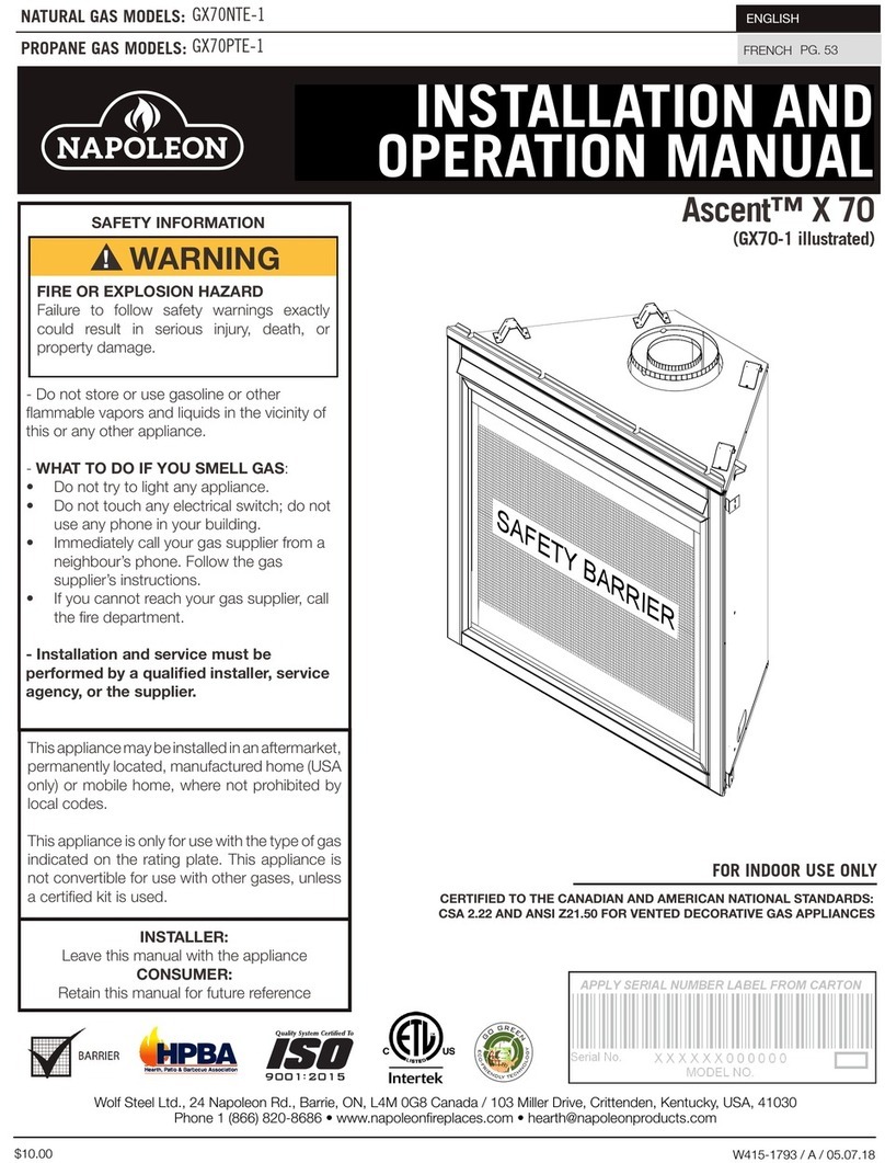 Napoleon Ascent X 70 Series User manual