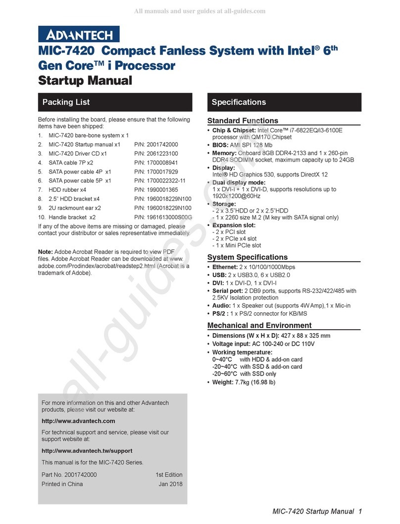 Advantech MIC-7420 Installation and operation manual