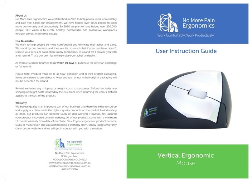 No More Pain Ergonomics Vertical Ergonomic Mouse User instruction guide No More Pain Ergonomics Vertical Ergonomic Mouse User instruction guide