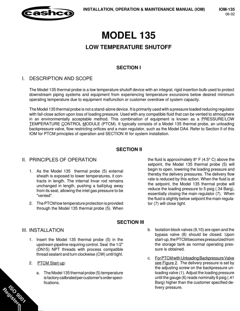cashco 135 Installation, operation & maintenance manual