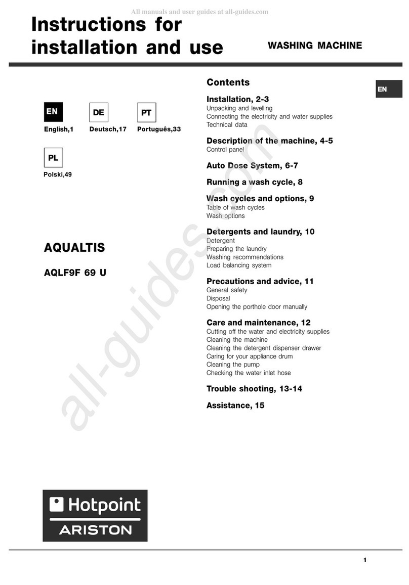 Hotpoint Ariston Aqualtis AQLF9F 69 U Instructions for installation and use