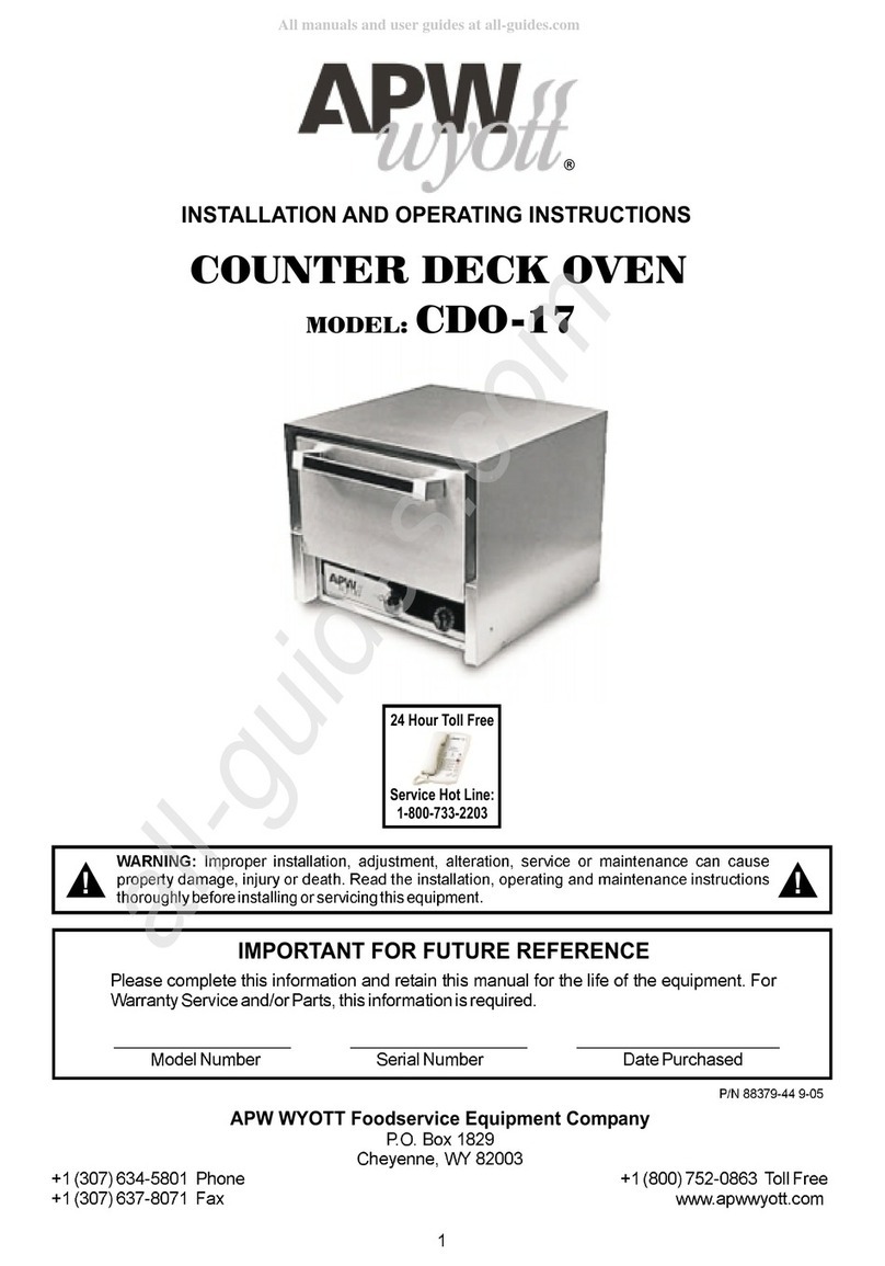 APW Wyott CDO-17 Installation and operating insctructions