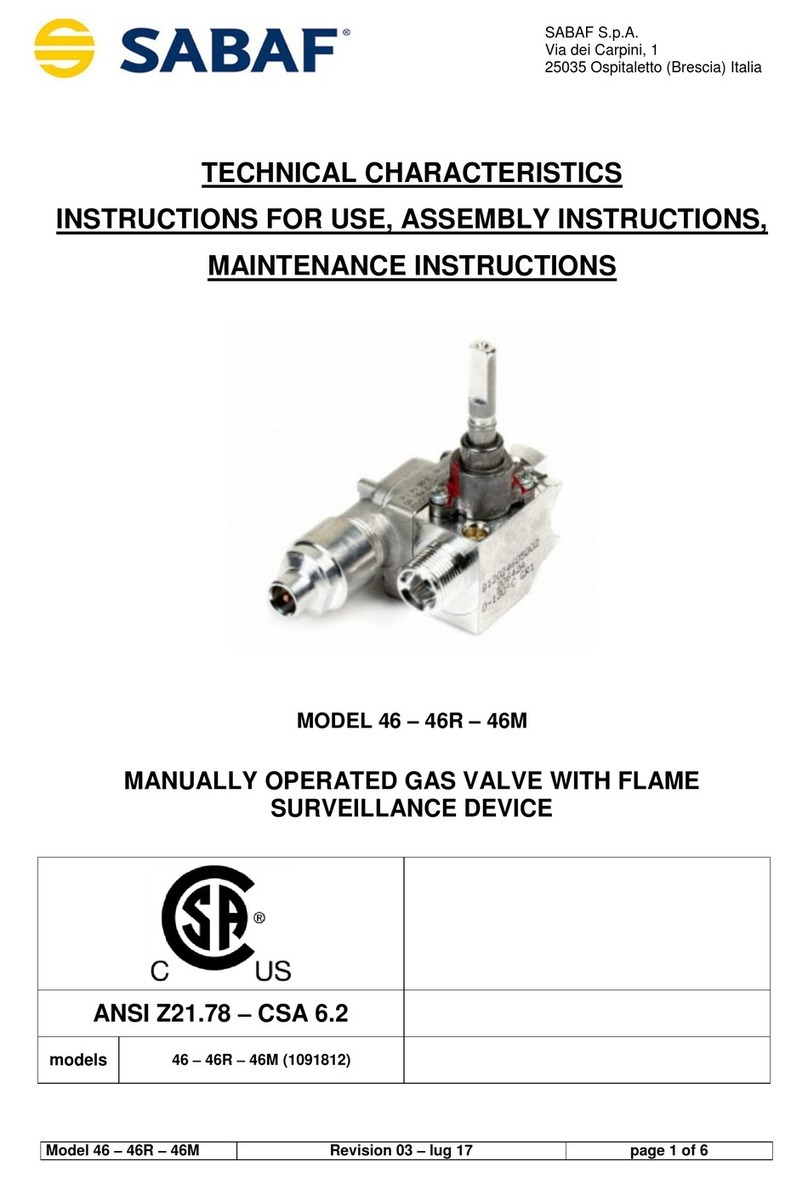 SABAF 46 TECHNICAL CHARACTERISTICS INSTRUCTIONS FOR USE, ASSEMBLY INSTRUCTIONS, MAINTENANCE INSTRUCTIONS