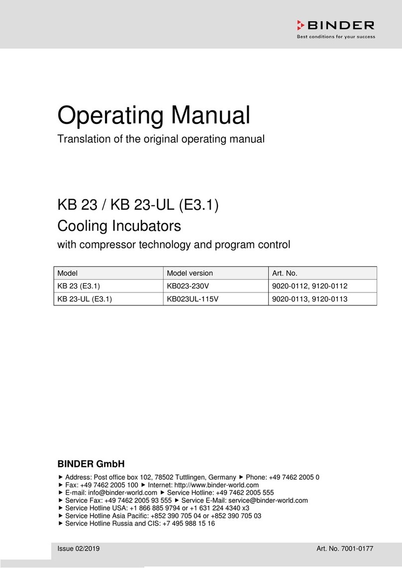 Binder KB 23 operating manual