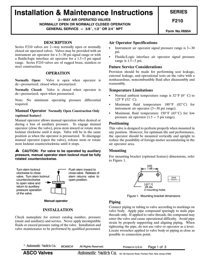 Asco F210 Series Installation and operating instructions