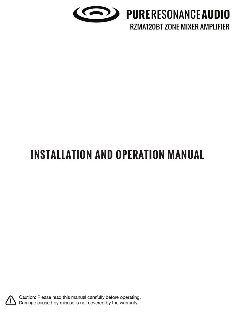 Pure Resonance Audio RZMA120BT Installation and operation manual
