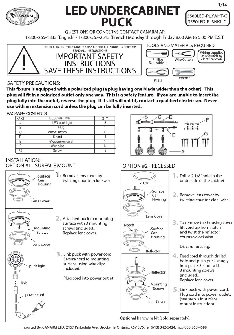 Canarm 3580LED-PL3WHT-C User manual