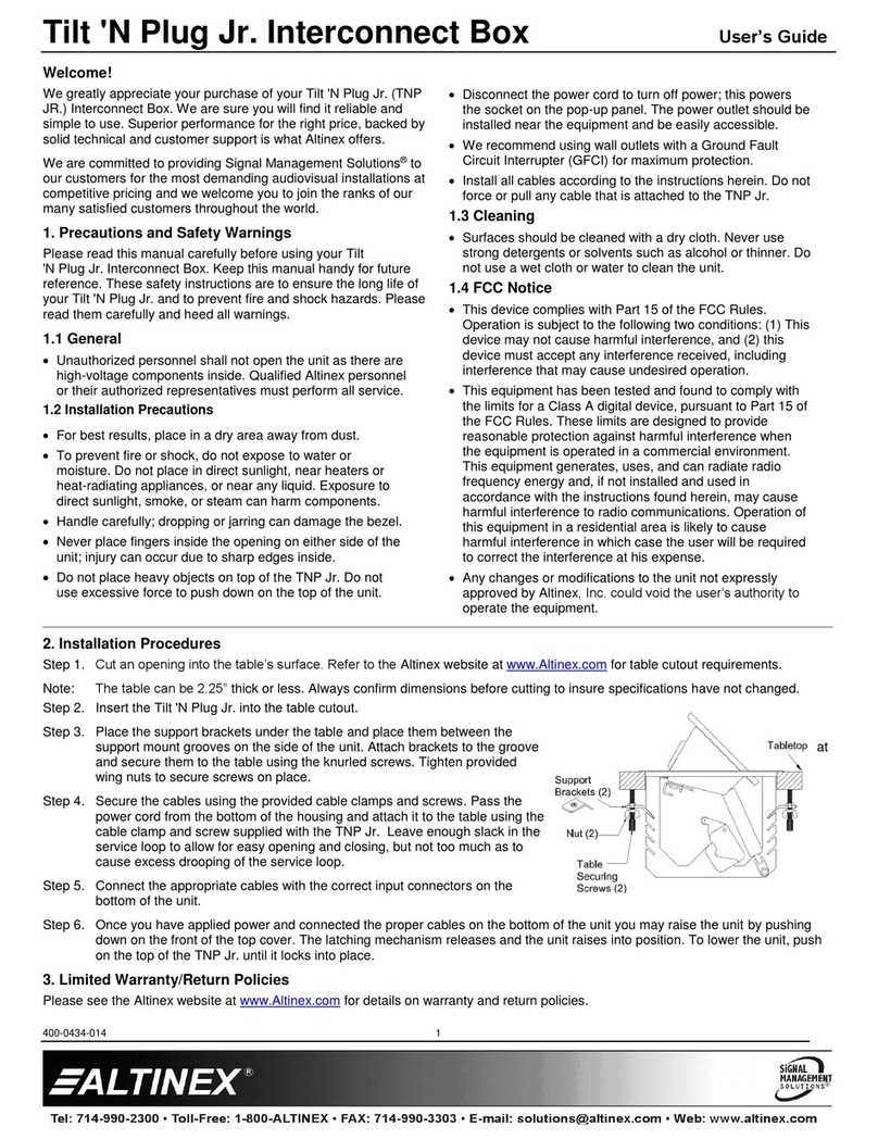 Altinex Tilt 'N Plug JR. TNP121C user guide