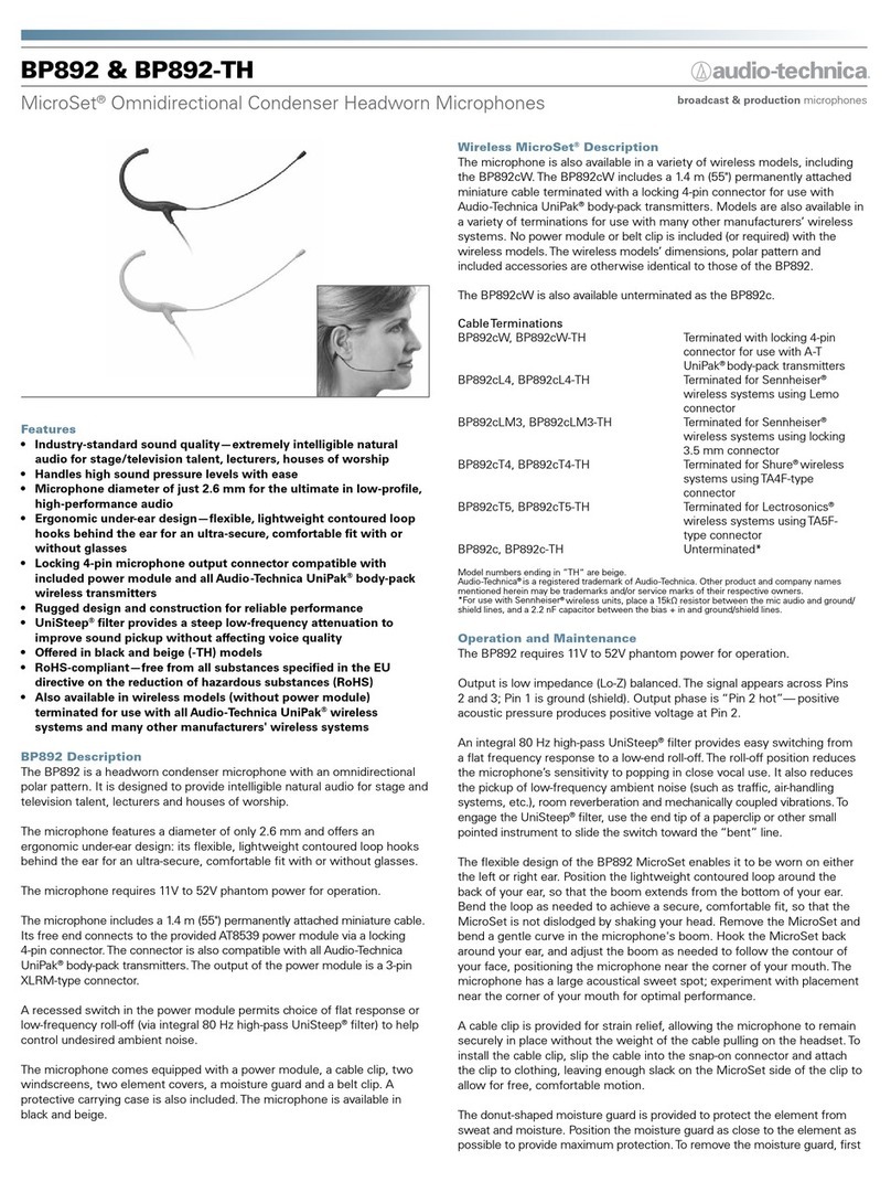 Audio Technica MicroSet BP892 User manual