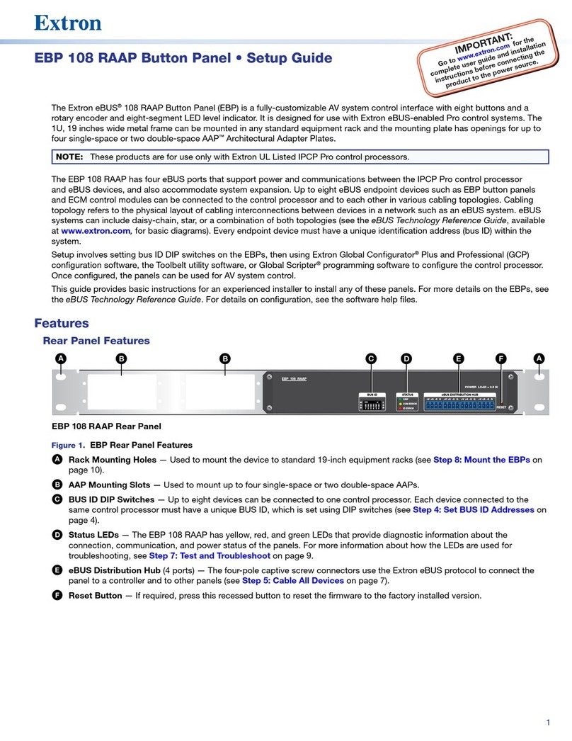 Extron electronics EBP 108 RAAP Button Panel User manual