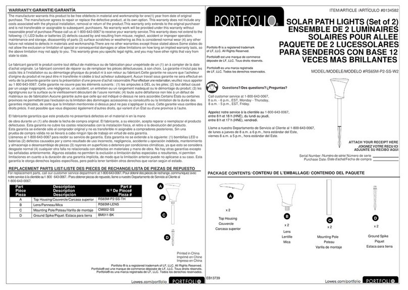 Portfolio RS65M-P2-SS-W2 User manual