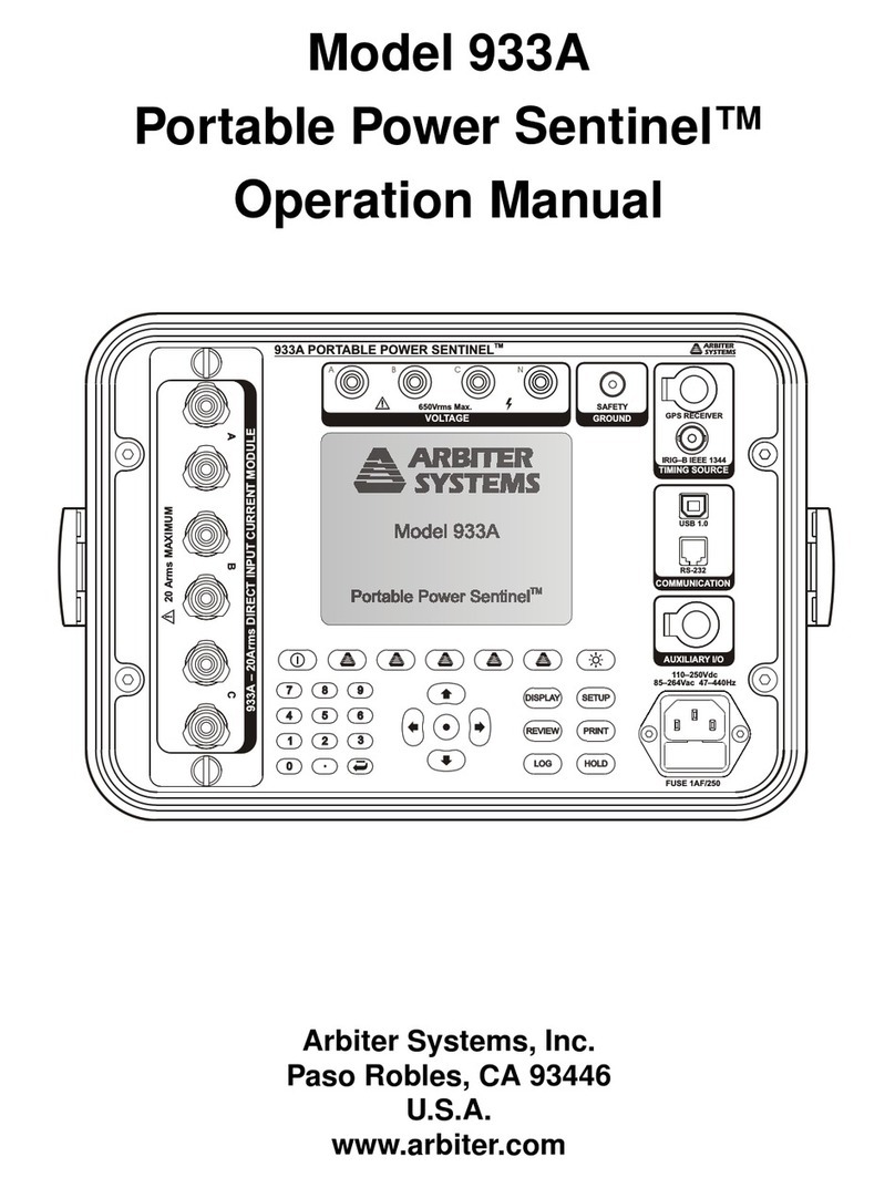 Arbiter Systems Portable Power Sentinel 933A User manual