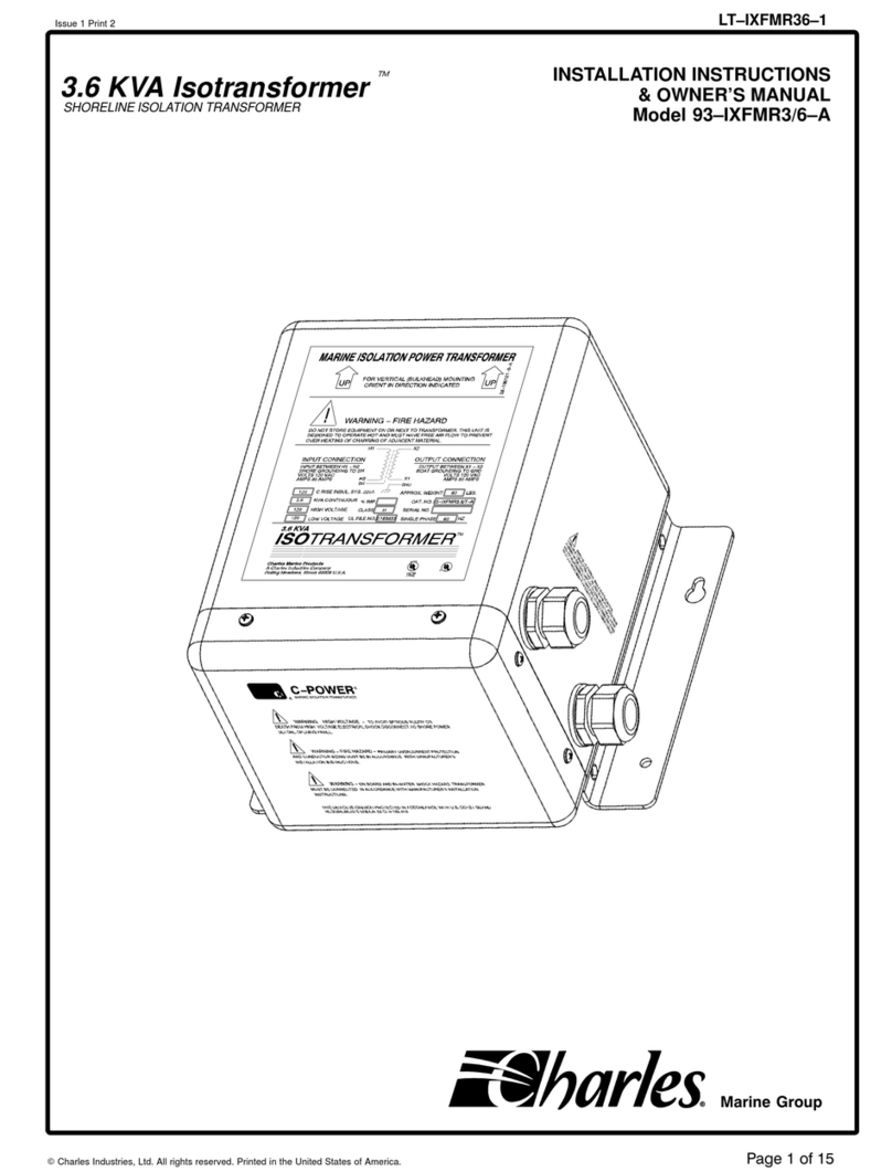 Charles Isotransformer 93-IXFMR3/6-A Installation instructions & owner's manual Charles Isotransformer 93-IXFMR3/6-A Installation instructions & owner's manual