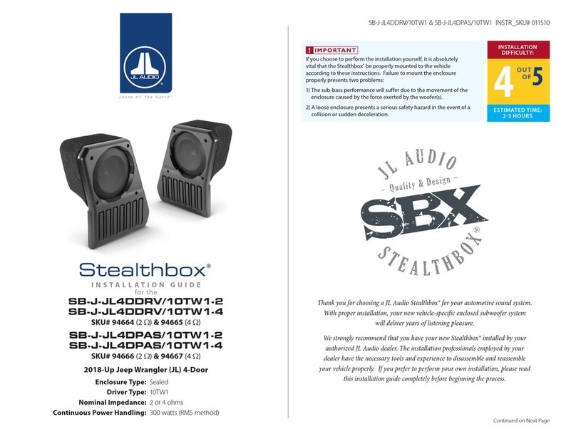 JL Audio Stealthbox SB-J-JL4DDRV/10TW1-2 installation guide JL Audio Stealthbox SB-J-JL4DDRV/10TW1-2 installation guide