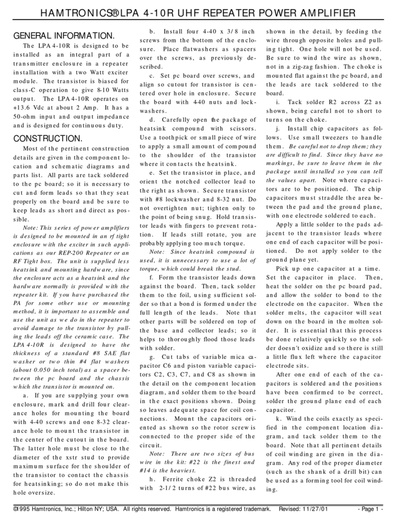HAMTRONICS LPA 4-10R User manual
