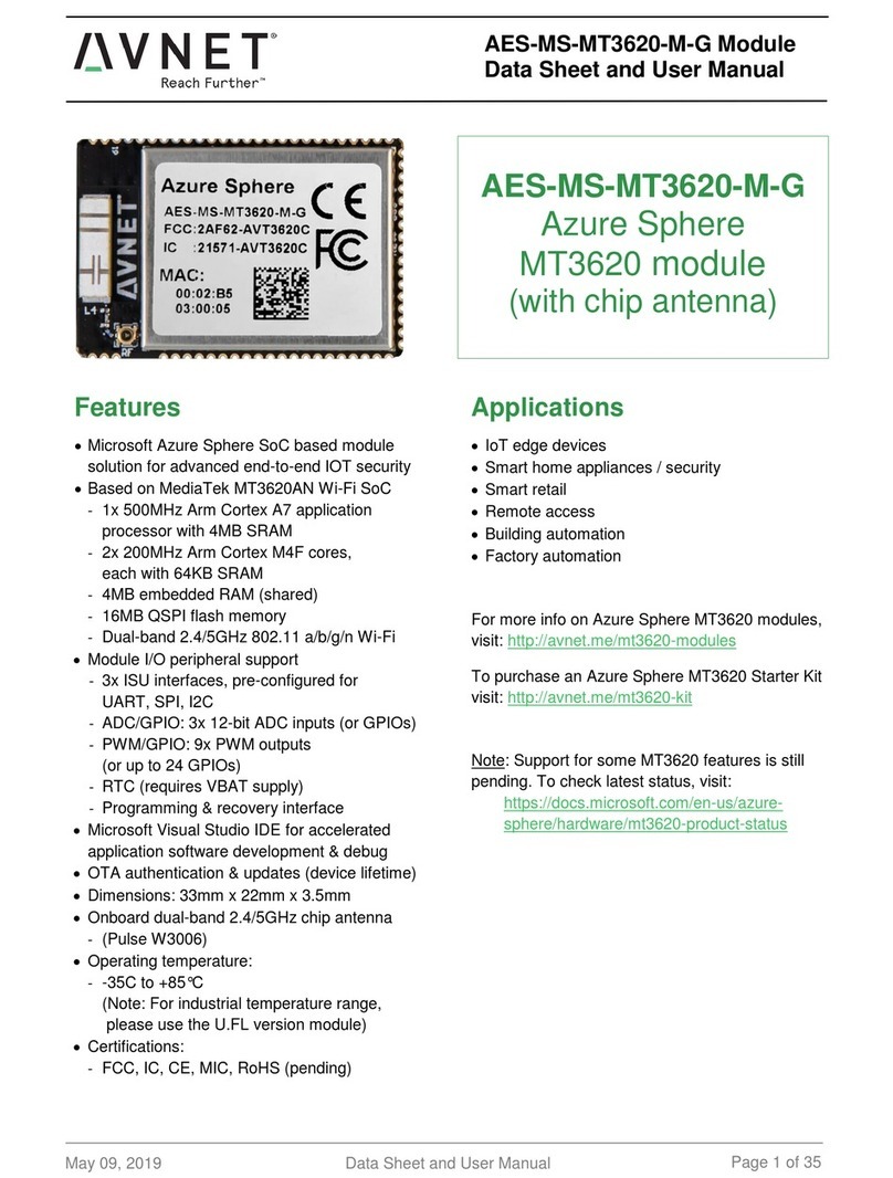 Avnet Reach Further MT3620 Datasheet and User Manual