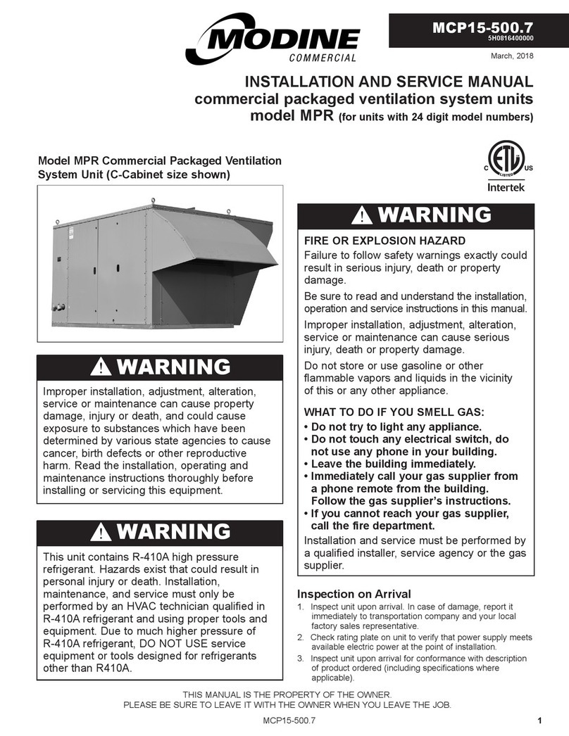 Modine Manufacturing MPR Installation and service manual