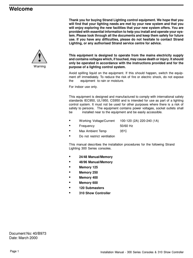 Strand Lighting 48/96 Manual/Memory installation manual