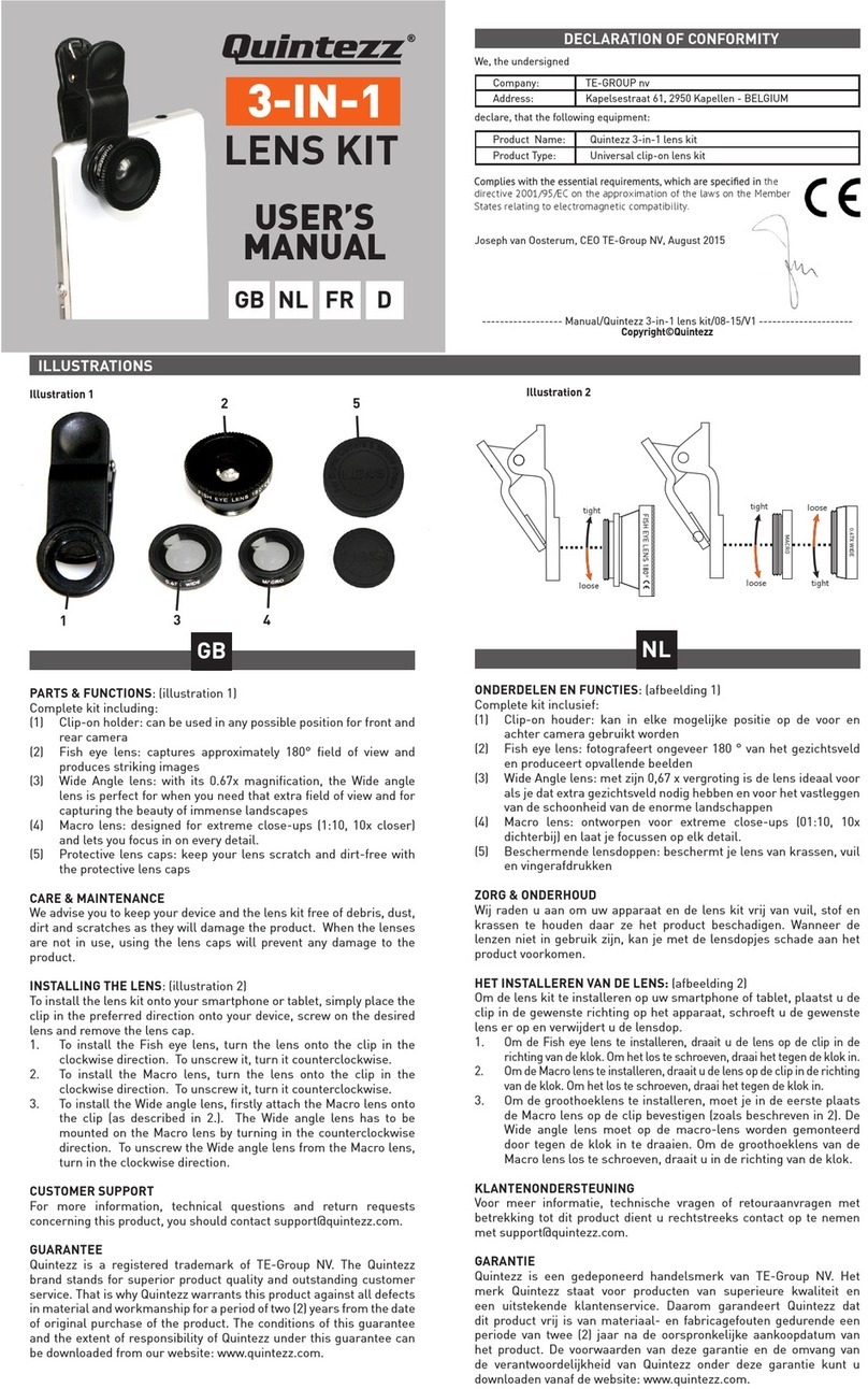 TE-Group Quintezz 3-in-1 lens kit User manual