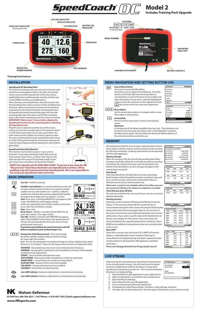 NK SpeedCoach OC 2 quick start guide