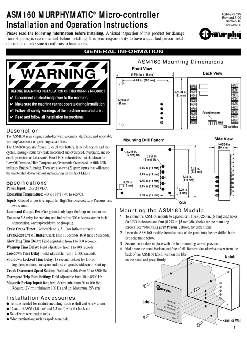 Murphy MURPHYMATIC ASM160 Installation and operation instructions