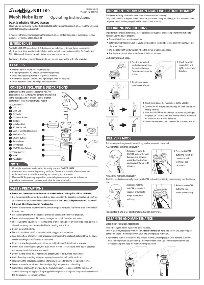 SootheNeb NBL100 operating instructions