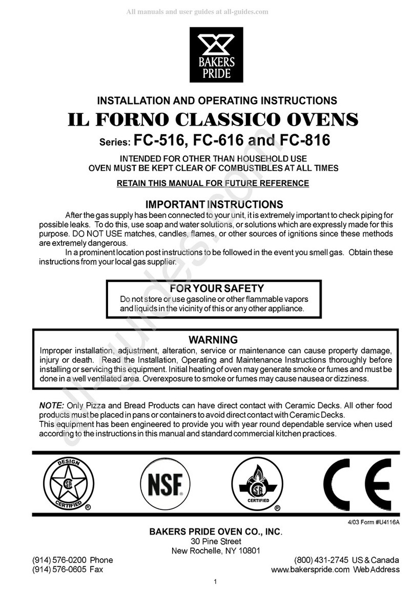 Bakers Pride FC-516 Installation and operating instructions