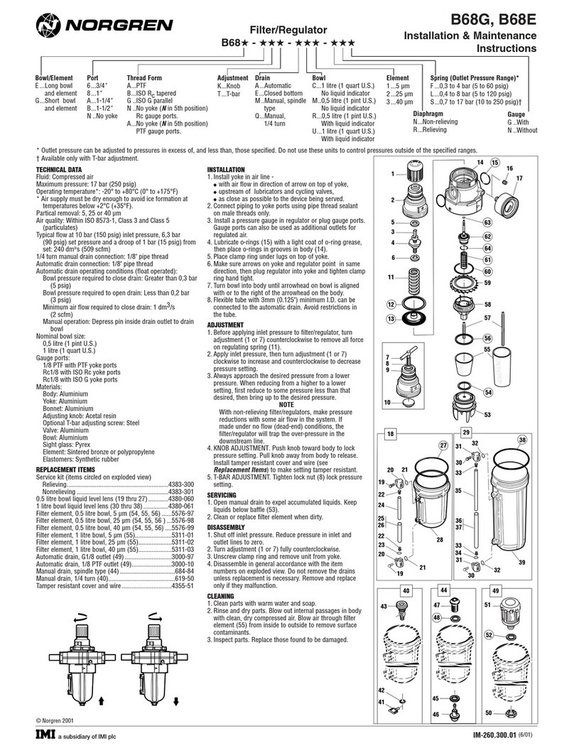 Norgren B68G Installation and operating instructions