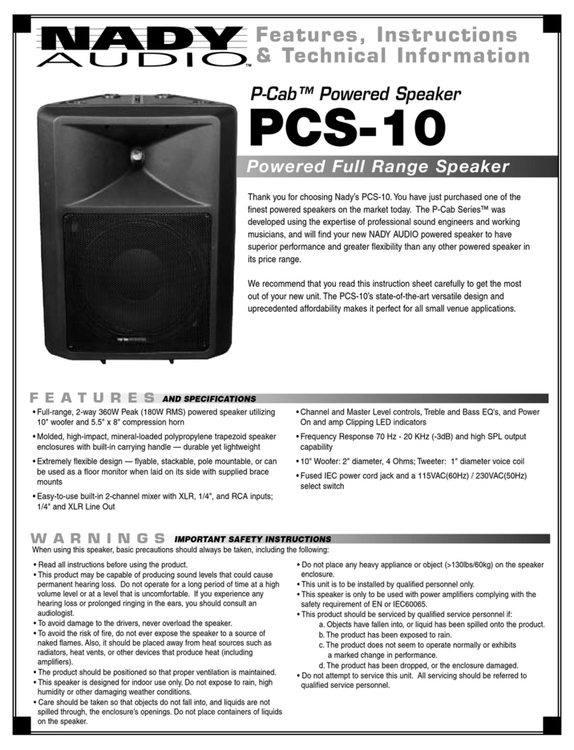 Nady Audio P-Cab PCS-10 Features, Instructions & Technical Information
