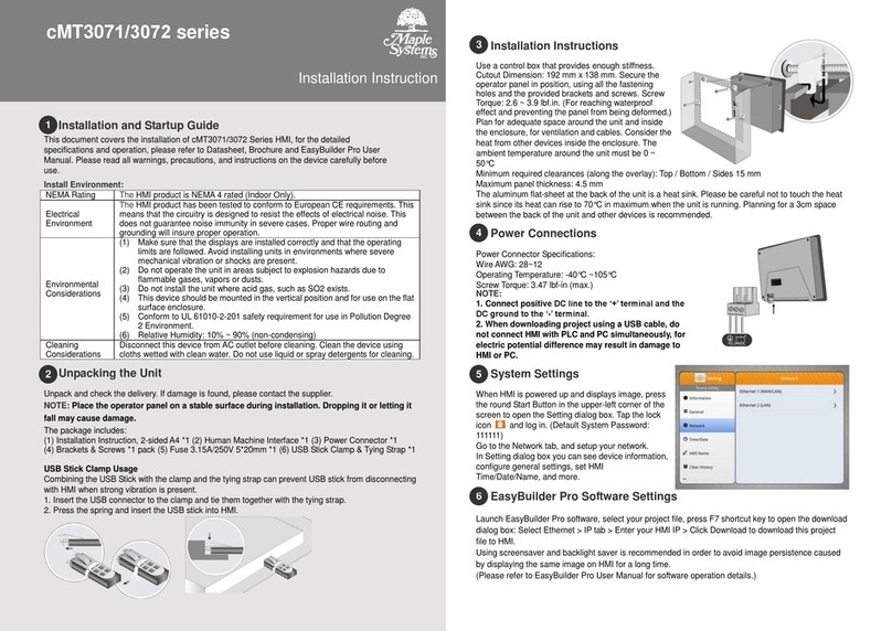 Maple Systems cMT3071 series Installation instruction