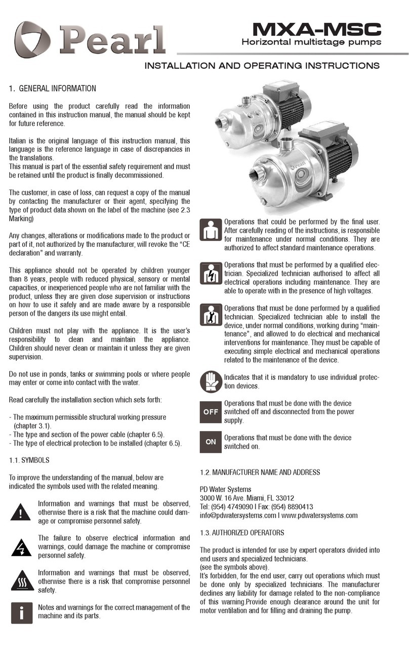Pearl MXA Series Installation and operating instructions