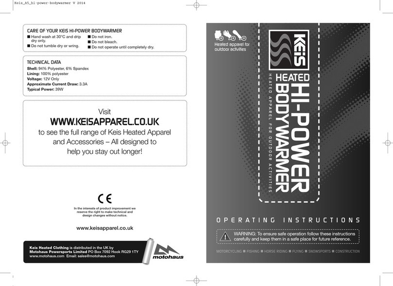 Keis Heated Hi-Power BodyWarmer operating instructions