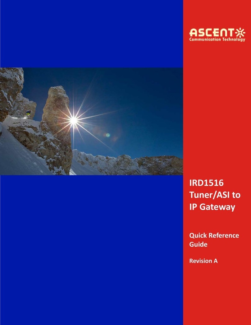 Ascent Communication Technology IRD1516 Quick reference guide Ascent Communication Technology IRD1516 Quick reference guide