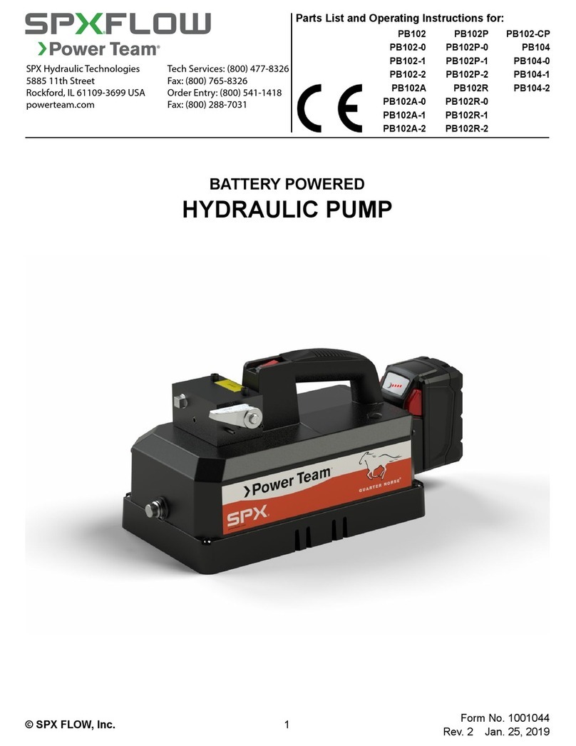 SPX FLOW Power Team PB102-1 Parts list and operating instructions SPX FLOW Power Team PB102-1 Parts list and operating instructions