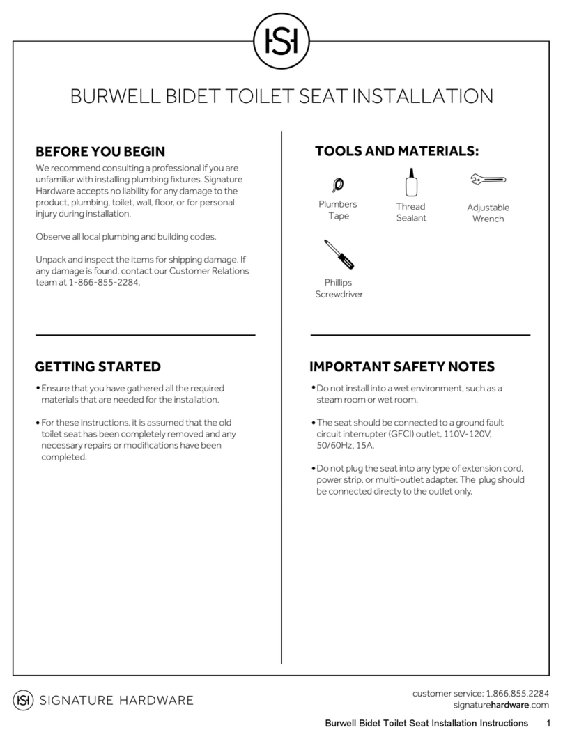 Signature Hardware BURWELL BIDET TOILET SEAT User manual Signature Hardware BURWELL BIDET TOILET SEAT User manual