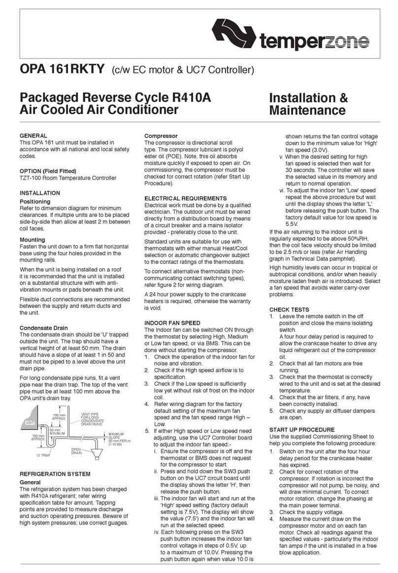 TemperZone OPA 161RKTY Maintenance and service guide