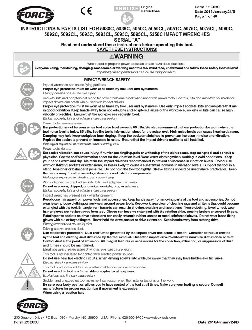 Force 5038C Instructions-parts list