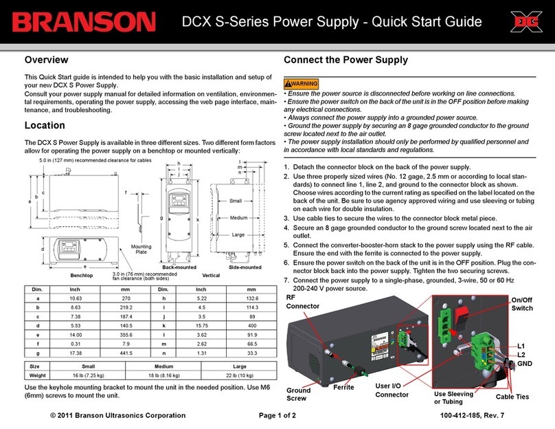Branson DCX S Series quick start guide