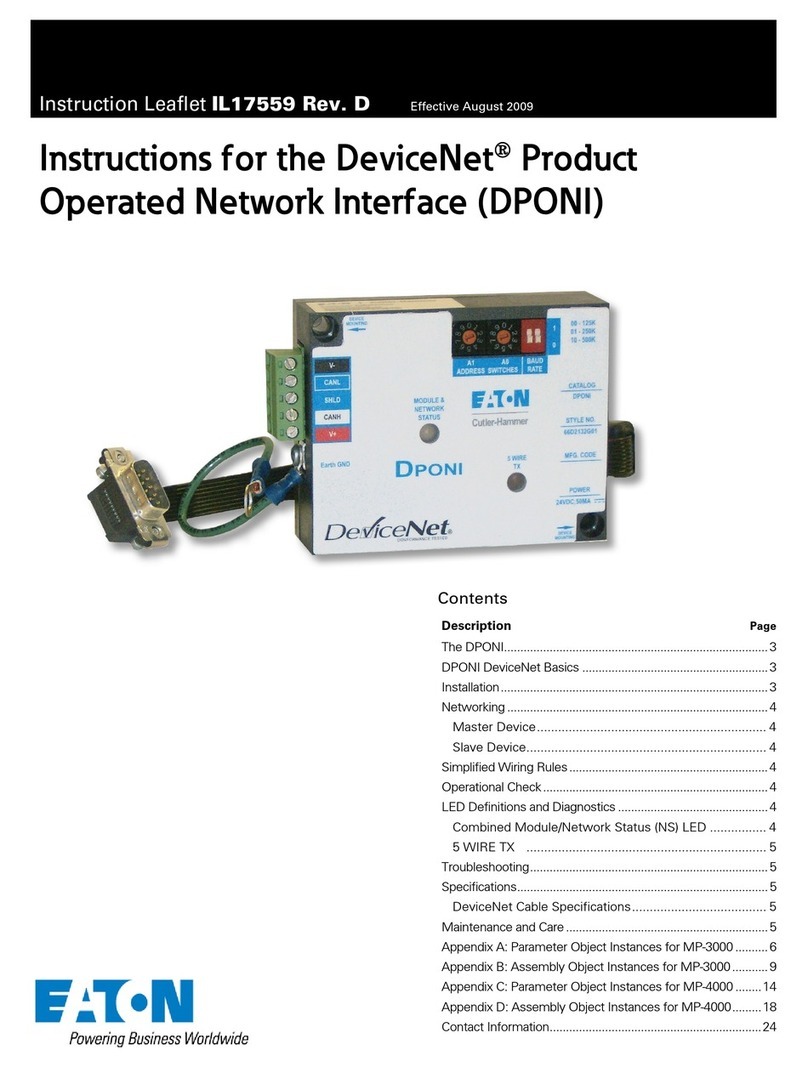 Eaton DeviceNet Product Operated Network Interface Instruction leaflet