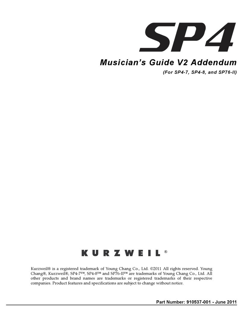 Kurzweil SP76-II Musician's Guide Addendum