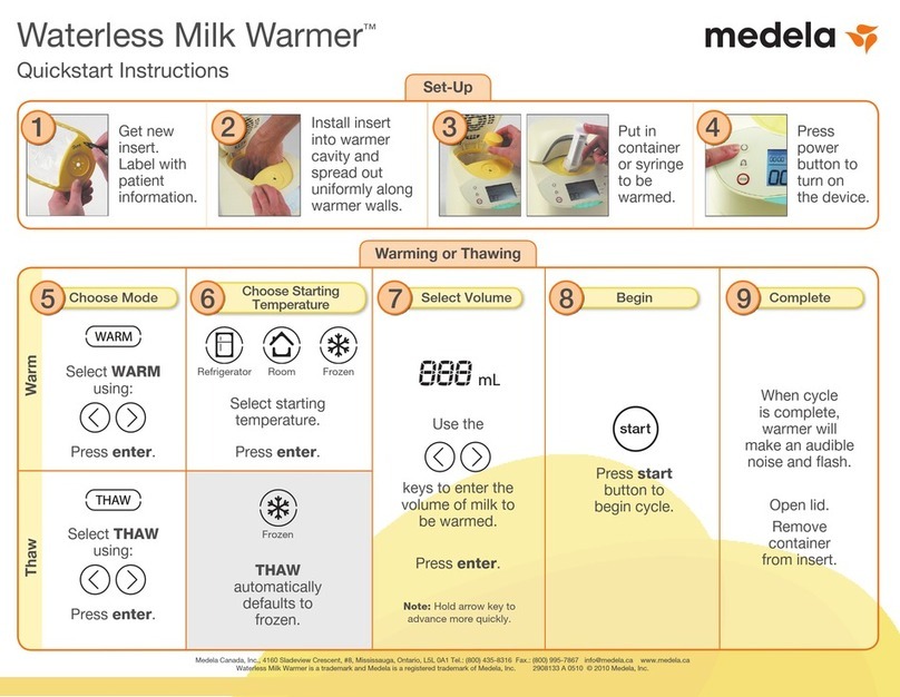 Medela Waterless Milk Warmer Quick start instructions