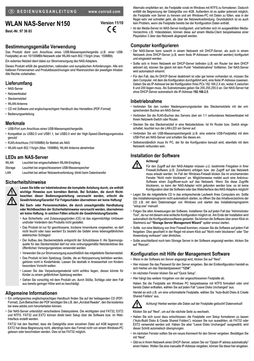 Conrad N150 operating instructions