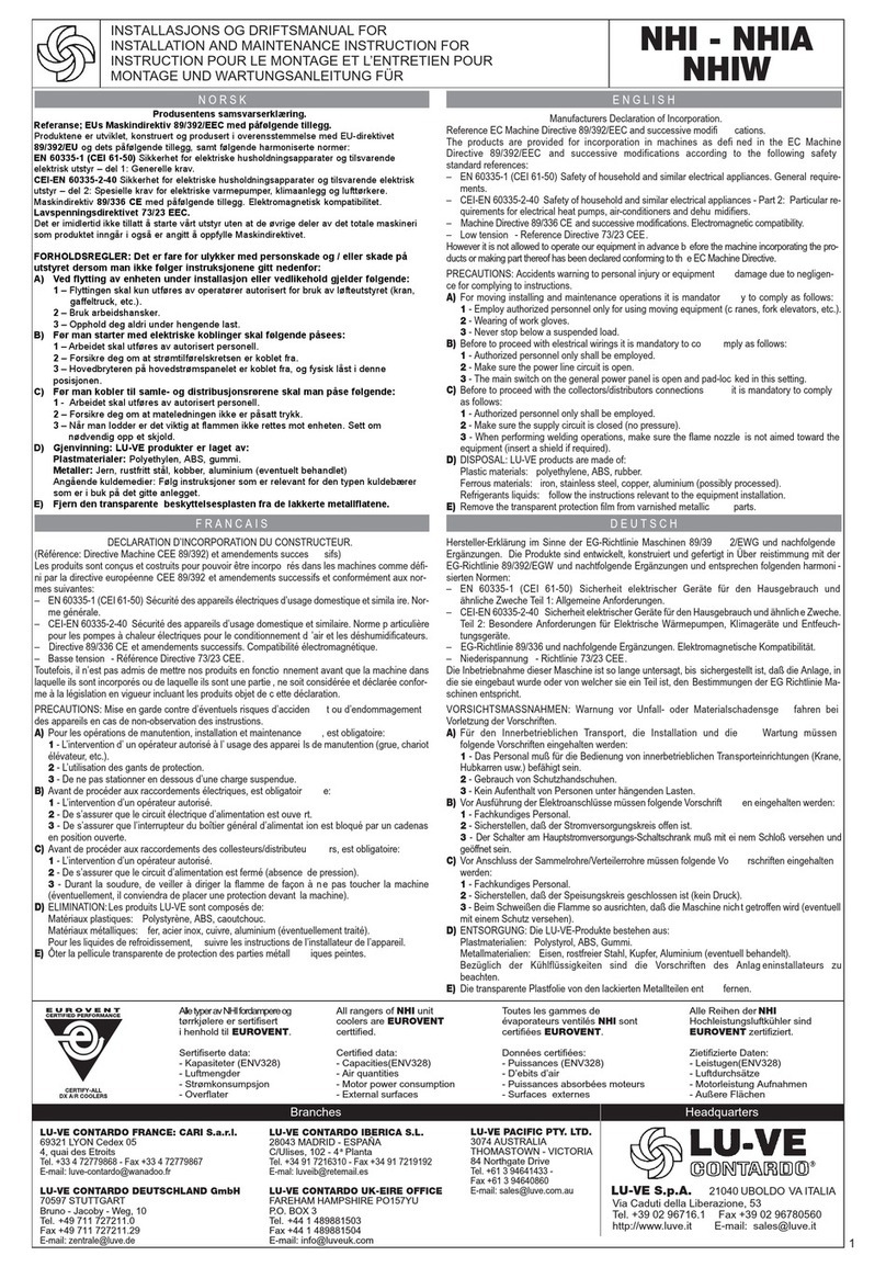 LU-VE NHI Series User manual