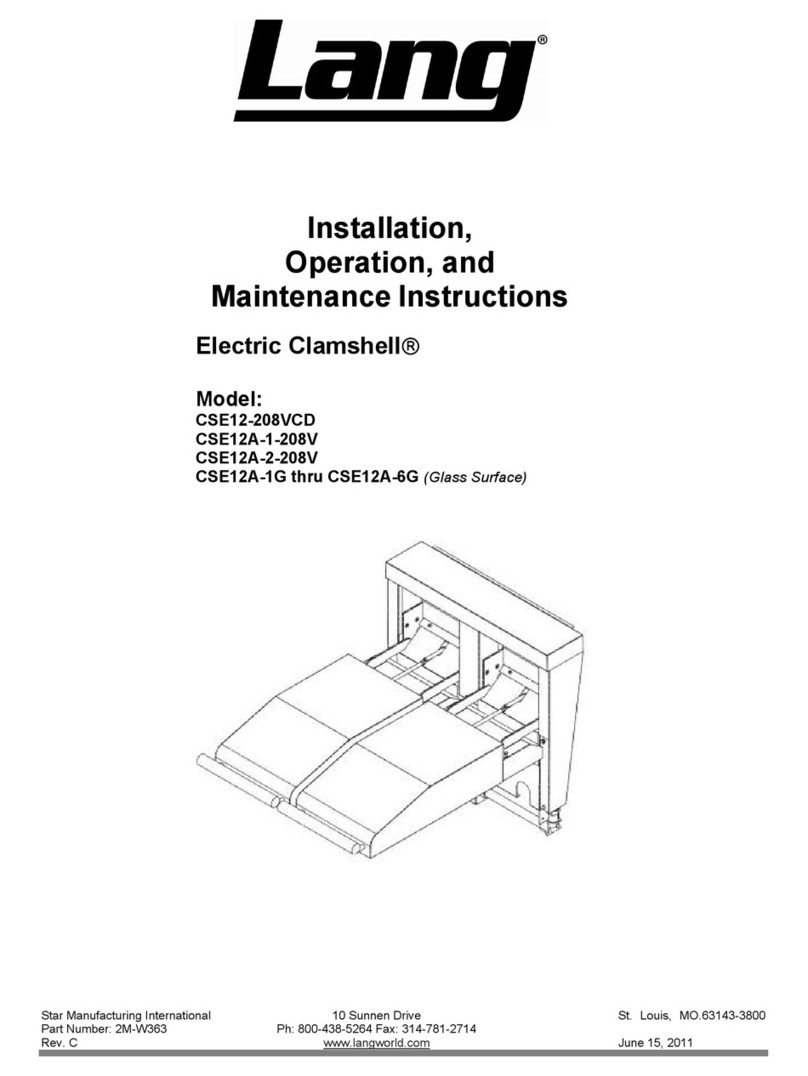 Lang Electric Clamshell CSE12-208VCD Installation, operation and maintenance instructions Lang Electric Clamshell CSE12-208VCD Installation, operation and maintenance instructions